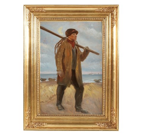 Michael Ancher, 1849-1927, Fischer am Strand 
Skagens, Öl auf Platte