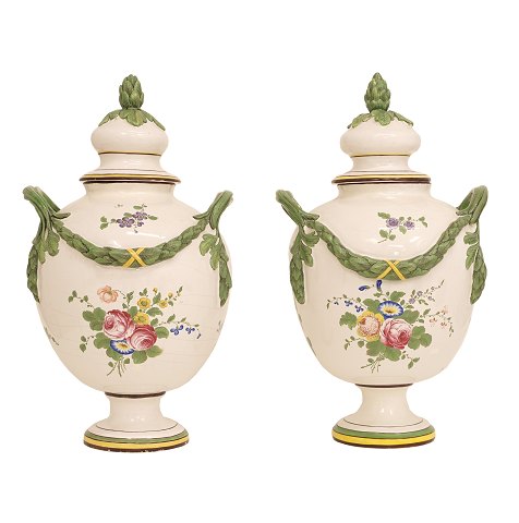 A pair of big potpourri vases, faience. Marieberg,
Sweden, around 1765