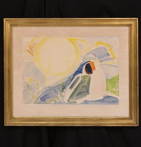 Samuel Joensen-Mikines, 1906-79: "Morning", 
Watercolor. Signed and dated 1960. Visible size: 
41x51cm. With frame: 46x56cm