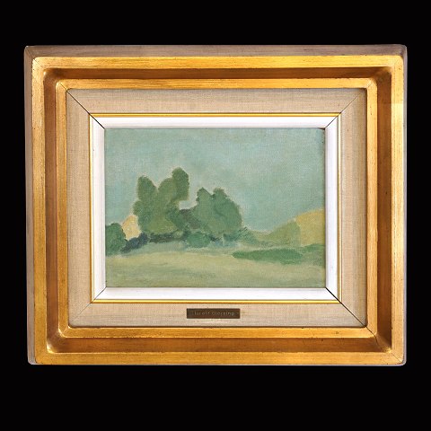 Harald Giersing, 1881-1927, Öl auf Platte: 
Landschaft mit Bäumen.
Lichtmasse: 16x22cm. Mit Rahmen: 34x40cm