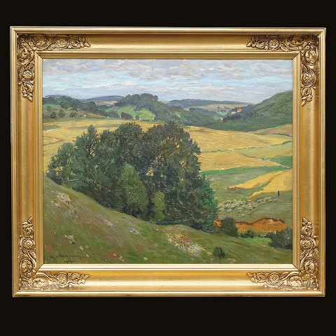Hans Richard von Volkmann, 1860-1927, Öl auf 
Platte. Landschaftspartie. Signiert und datiert 
1918. Lichtmasse: 43x53cm. Mit Rahmen: 56x66cm