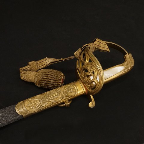 A Danish navy officer sword. L: 97cm