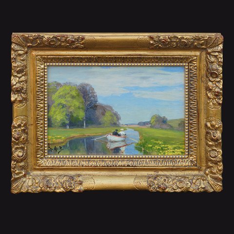 H. A. Brendekilde, 1857-1942, oil on canvas. 
Signed circa 1920. Visible size: 17,5x25,5cm. With 
frame: 30x38cm