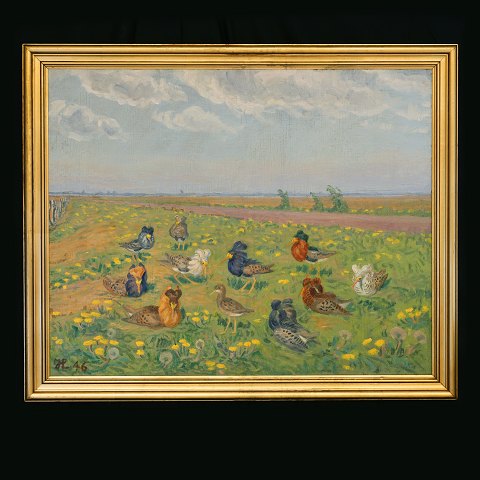 Johannes Larsen, 1867-1961, oil on canvas. Signed 
and dated 1946. Visible size: 57x70cm. With frame: 
67x80cm