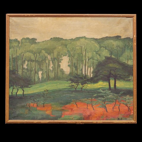 Olaf Ripcke-Edsberf, 1879-1946, oil on canvas. 
Landscape. Signed and dated 1915. Visible size: 
76x91cm. With frame: 81x96cm