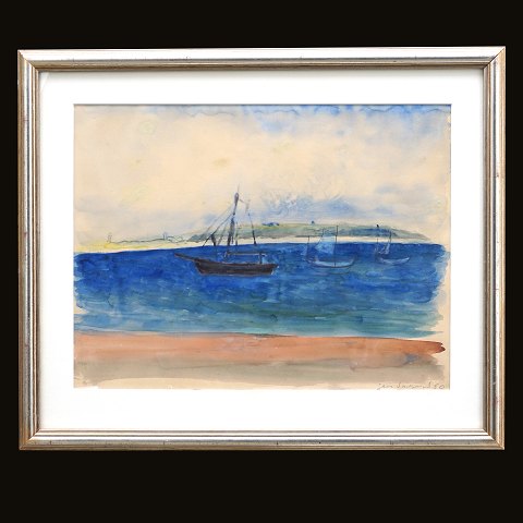 Jens Søndergaard, 1895-1957, watercolor. Signed 
and dated 1950. Visible size: 40x52cm. With frame: 
56x68cm