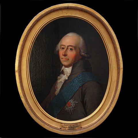 Jens Juel Porträt von dem dänischen Aussen- und 
Staatsminister Andreas Peter Graf Bernstorff, 
1735-97. Lichtmasse: 67x56cm. Mit Rahmen: 81x70cm