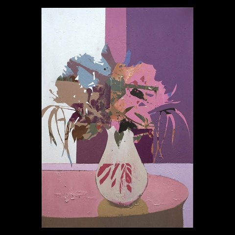 Lars Tygesen, b. 1979, oil on canvas. "Flowers". 
Signed and dated 2022. Size: 220x150cm