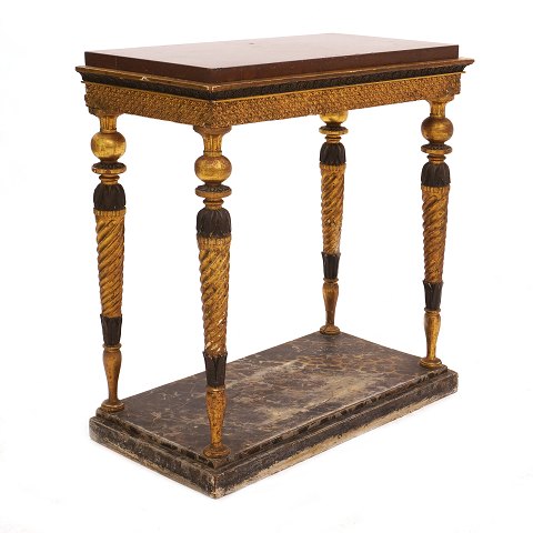 Gustavian end 18th century gilt Ølandstone top 
console table. Sweden circa 1780. H: 83cm. Top: 
79x40cm