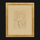 Harald Giersing, 1881-1927: Interiør med kvinde, Vandfarve. Signeret med 
monogram 1904. Lysmål: 30x21cm. Med ramme: 56x47cm