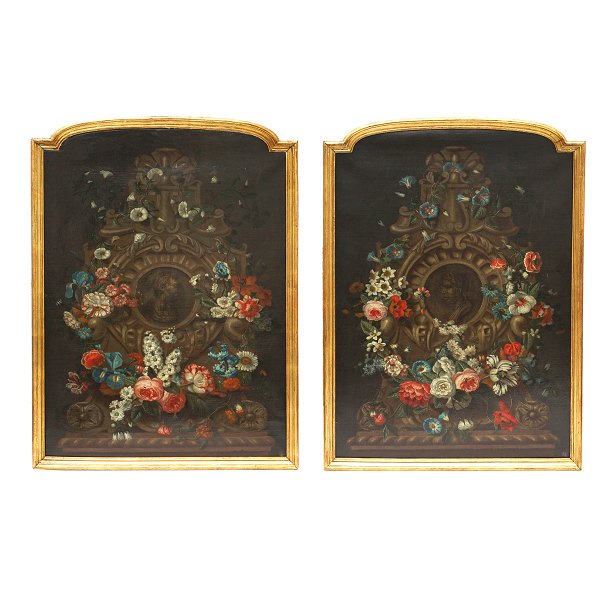 A pair of panel paintings, oil on linen
Around 1760