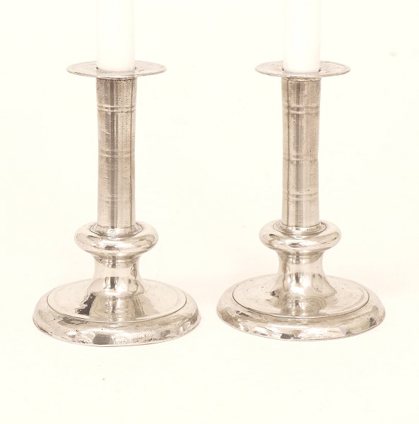 A pair of early pewter candlesticks. Denmark or Germany 18th century. H: 16cm