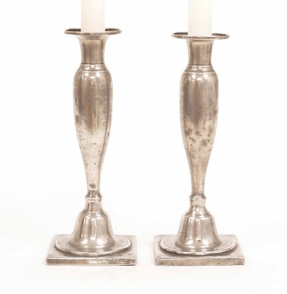 A pair of early 19th century pewter candlesticks. Denmark circa 1820. H: 21cm