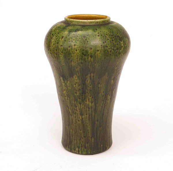 A green glazed vase by Kähler. Signed. H: 35cm