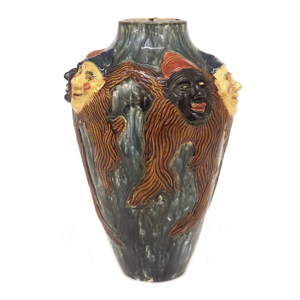 Grosse Höganäs Vase aus Steinzeug. Signiert. Schweden um 1900. H: 30cm