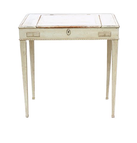 Writing desk, grey/white decorated. Manufactured 
around 1800