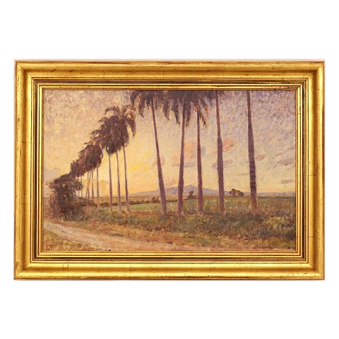 Laurits Tuxen, 1853-1927, betegnet "Spanien 1902", olie på lærred. Signeret. Lysmål: 40x63cm. Med ramme: 54,5x78cm