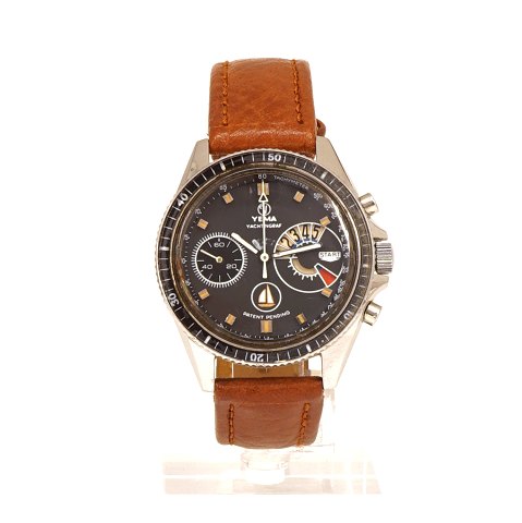 Sehr seltene Yema Yachingraf, Regatta-Uhr, Jahr 
1969/70. Ref. 930036. Werk: Valjoux 7733S. D: 
39mm. Nur wenige bekannte Exemplare. Guter 
Zustand.