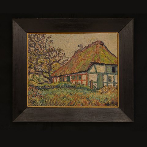 Heinrich Blunck, 1891-1963, Village house. Oil on 
plate. Signed. Visible size: 42x51cm. With frame: 
59x68cm