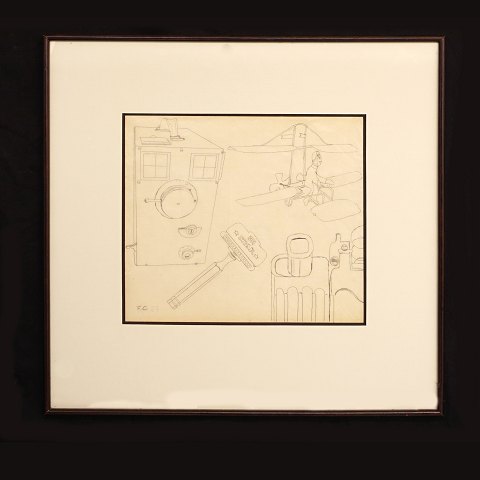 Franciska Clausen, 1899- 1986, to skitser til reklametegninger. Lysmål: 28x31 & 18x28cm. Signeret