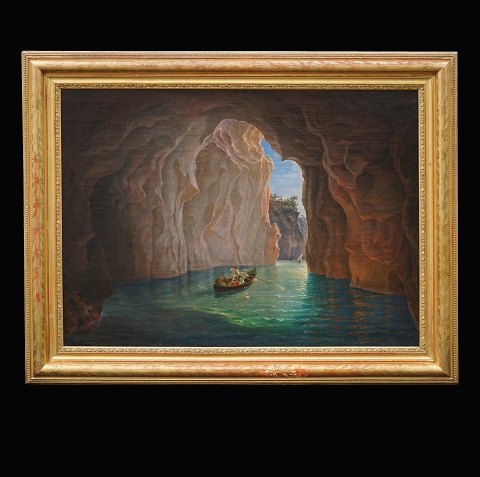 Friedrich Thøming, 1802-73, olie på lærred: Den 
blå grotte, Capri. Signeret og dateret Roma 1854. 
I original ramme. Lysmål: 73x97cm. Med ramme: 
84x118cm