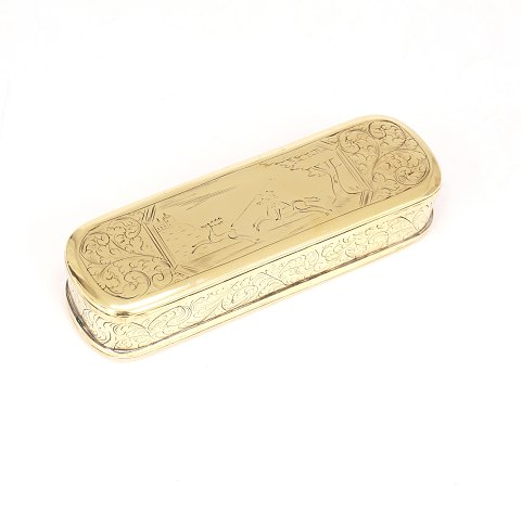 An 18th century Dutch brass snuff box. Circa 1760. 
L: 15cm