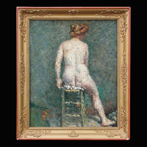 Ubekendt fransk impressionist: Kvindestudie. Olie på lærred. Lysmål: 60x49cm. Med ramme: 73x62cm