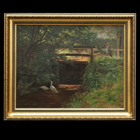 Simon Simonsen, landscape, oil on canvas. Signed and dated 1887. Visible size: 45x57cm. With frame: 58x70cm