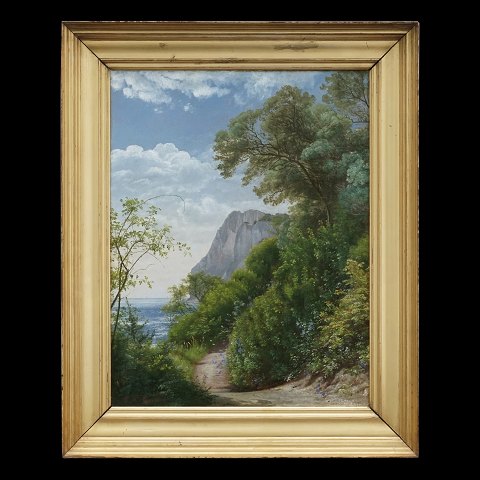 Carl Frederik Aagaard, 1833-95, oil on canvas. Landscape Møns Klint. Signed. Visible size: 51x39cm. With frame: 65x53cm
