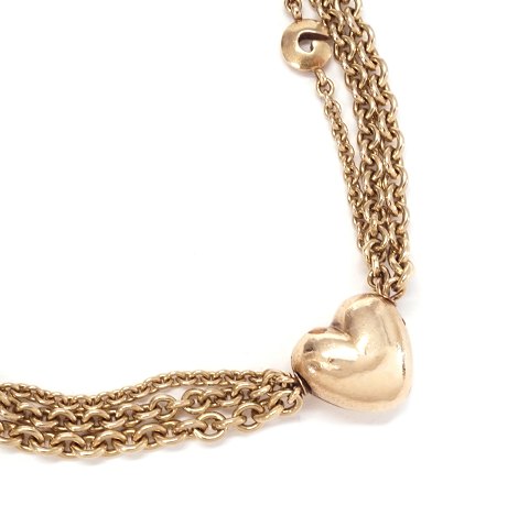 Lynggaard Copenhagen 14kt gold necklace with 14kt gold heart clasp. Necklace L: 40cm. W: 27,8gr