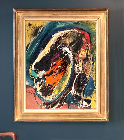 Asger Jorn maleri. Asger Jorn , 1914-73, olie på 
lærred. "Dompteur de Dames". Signeret Jorn. 
Betitlet og dateret 1961 på bagsiden. Lysmål: 
91x73cm