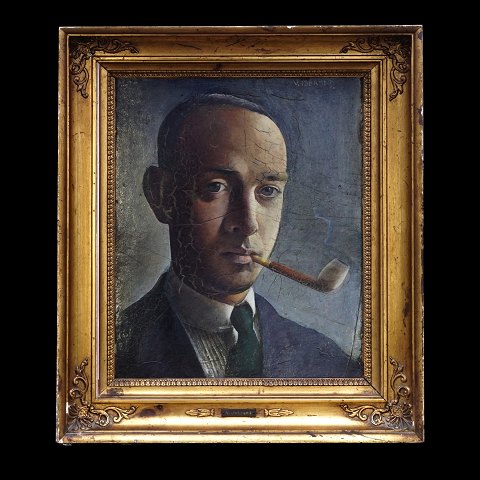 Victor Isbrand selvportræt. Victor Isbrand, 1897-1988, olie på plade. Signeret ca. år 1923. Lysmål: 33x27cm. Med ramme: 45x39cm