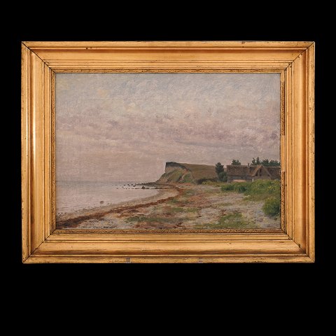 C. W. Eckersberg landskab.C. W. Eckersberg, 1783-1853, olie på lærred. Strandparti ved Køgebugt (Gjorslev), malt 1834. Lysmål: 22x32cm. Med ramme: 31x41cmLysmål: 23x19cm. Med ramme: 34x30cm