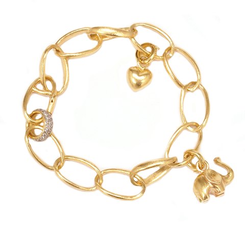 Ole Lynggaard Copenhagen LOVE Armband aus 14kt 
Gold mit Charms. L: 20,5cm