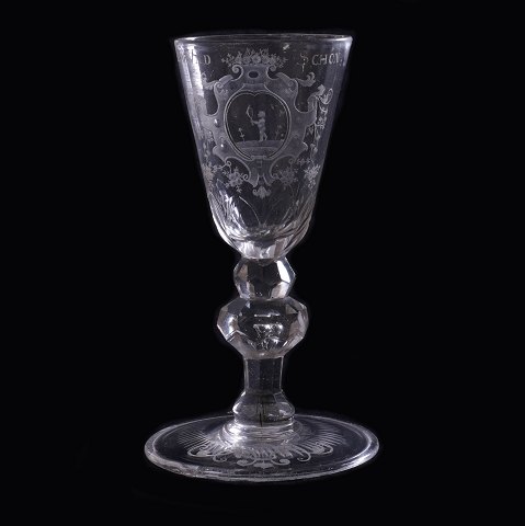 German Glass Goblet. H: 20cm