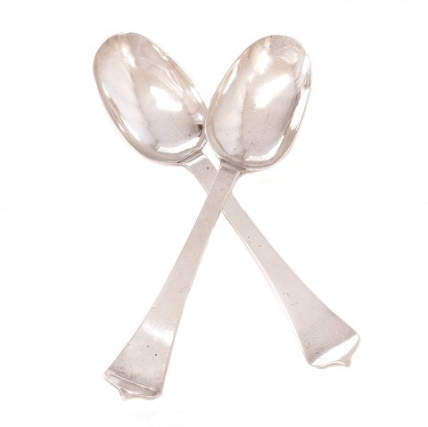 Ein Paar Rattenschwanz Silberlöffel von Bendix Aagesen Lund, Kopenhagen, 1719. L: 19,2cm