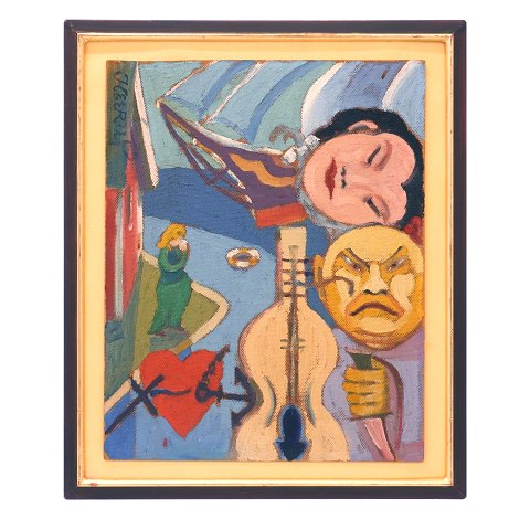 Henry Heerup, 1907-93, Öl auf Platte. Signiert Heerup. Lichtmasse: 50x41cm. Mit Rahmen: 62x51cm