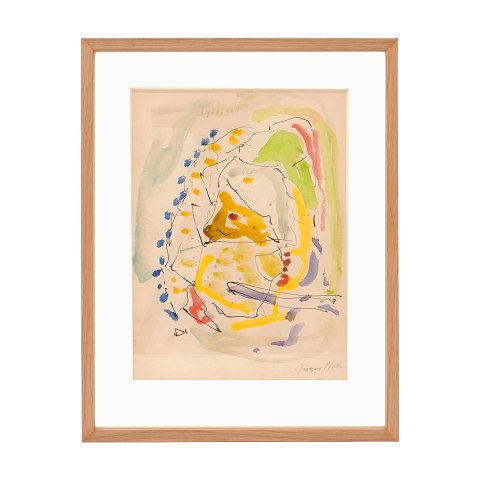 Jørgen Nash, 1920-2004, Mixed Media auf Papier. Signiert. Lichtmasse: 28x20,5cm. Mit Rahmen: 39x30cm