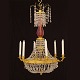 Chandelier for 6 candles. Baltic circa 1780. H: 86cm. D: 60cm