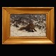 Bruno Liljefors maleri. Bruno Liljefors, 1860-1939, olie på lærred. Ræv i snelandskab med krager. Signeret og dateret 1881. Lysmål: 23x36cm. Med ramme: 37x50cm