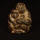 Knud Kyhn, 1880-1969, stentøj: Stor figurgruppe med abemor holdende to unger. #20551. Signeret og dateret 1943. H: 30cm