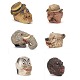 Sæt på seks dekorative masker i fuld størrelse fra italiensk gadeteater. Cirka år 1930-40