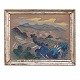 Rita Kernn Larsen, 1904-98, olie på træ. Landskab med bjerge. Signeret og 
bagside dateret 1948. Lysmål: 25x32cm. Med ramme: 31x38cm