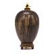 Stoneware vase by Gerd Bøgelund for Royal Copenhagen with bronze base and lid. 
H: 22cm
