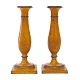 Pair of Danish mid 19th century yellow decorated pewter candlesticks. Denmark circa 1840. H: 21cm