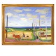 Jens Søndergaard, 1895-1957, oil on canvas. Landscape, Denmark, summer of 1945. Signed and dated. Visible size: 106x137cm. with frame: 125x156cm