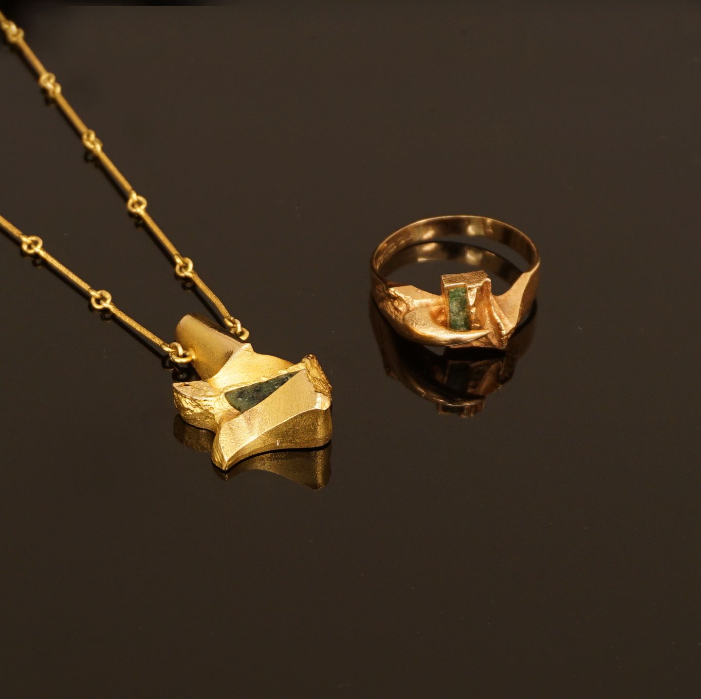 Antikvitetshandel * Lapponia smykkesæt i 14kt halskæde med vedhæng ring. Halskæde