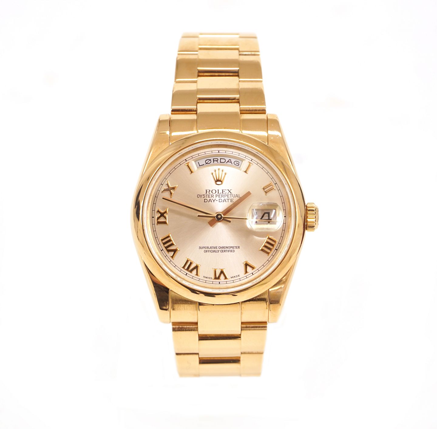 Aabenraa Antikvitetshandel * Rolex President 18kt guld. Rolex Oyster Perpetual Day-Date i 18kt P-se