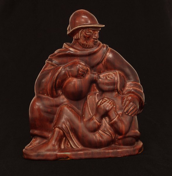 Jais Nielsen, 1885-1956, "The good Samaritan", stoneware. Royal Copenhagen 
20097. H: 33cm