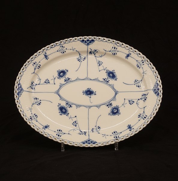 Royal Copenhagen blue fluted full lace oval plate. #1148. L: 28cm